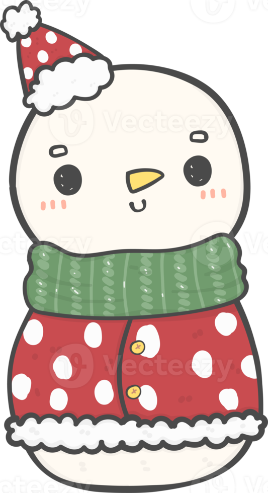cute happy smile Christmas winter Snowman with scarf and hat cartoon doodle hand drawing png