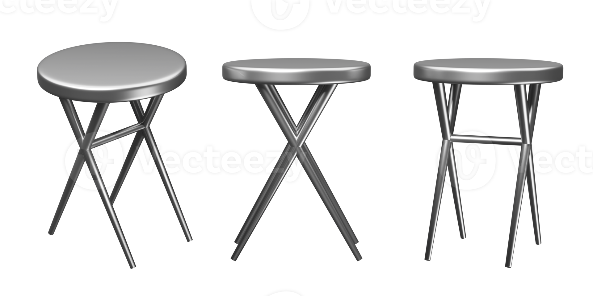 folding chair stainless steel for coffee shop isolated. 3d render illustration png