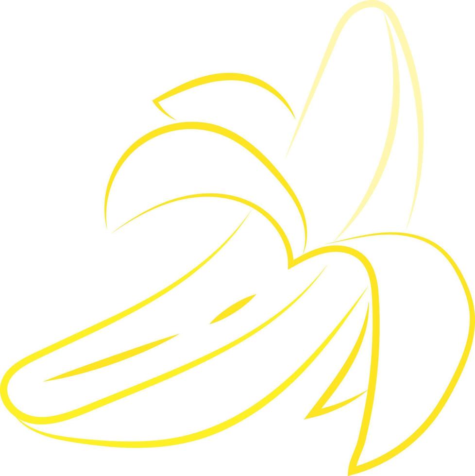 Banana drawing, illustration, vector on white background.