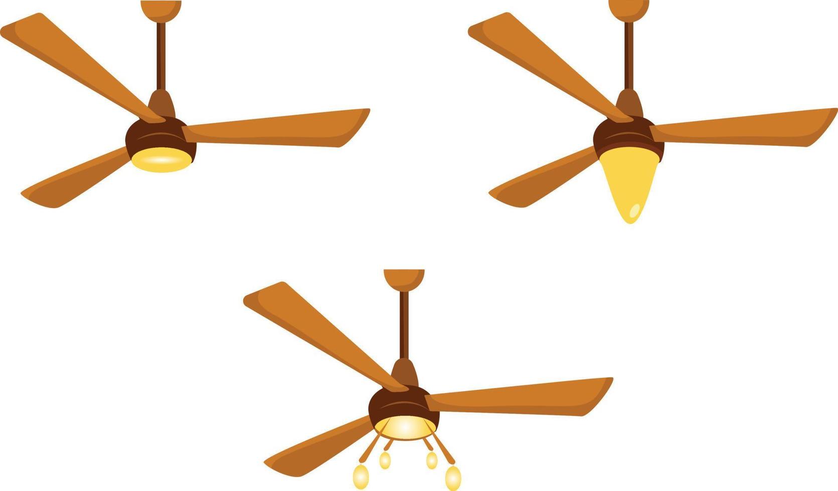 Ceilling fans with lights, illustration, vector on white background