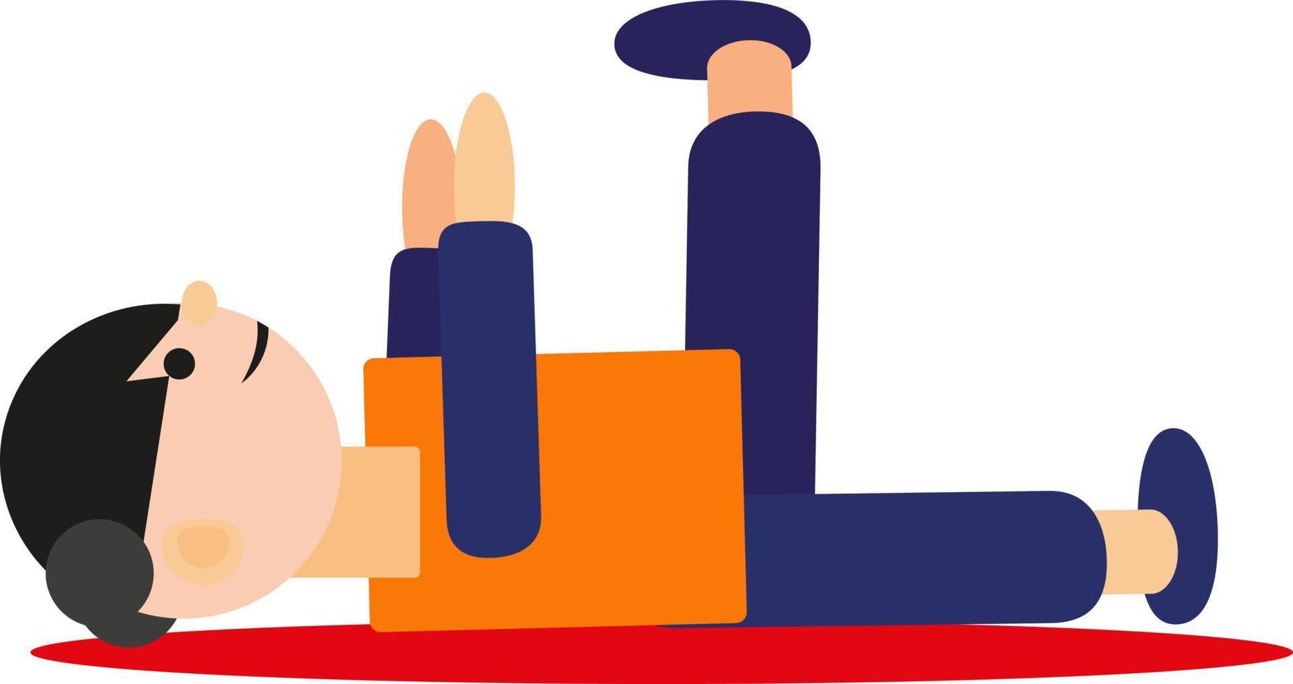 Yoga asana raised leg and arm, illustration, vector on a white background.