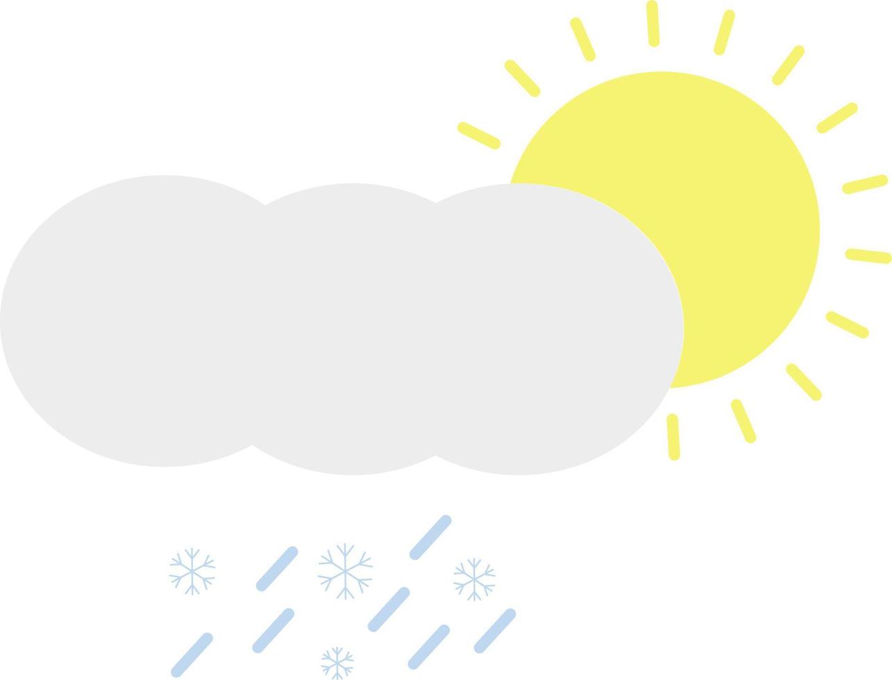 Cloud of heavy wet snow with sun, icon illustration, vector on white background