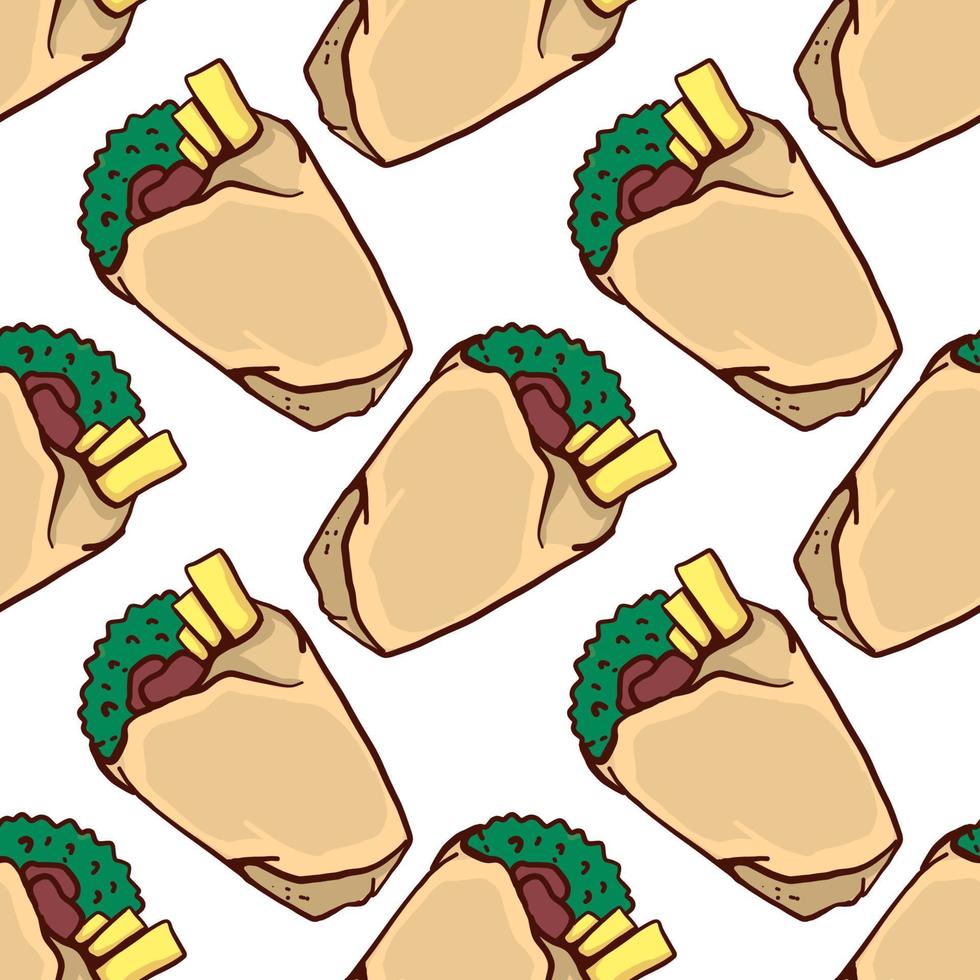 Shawarma pattern , illustration, vector on white background