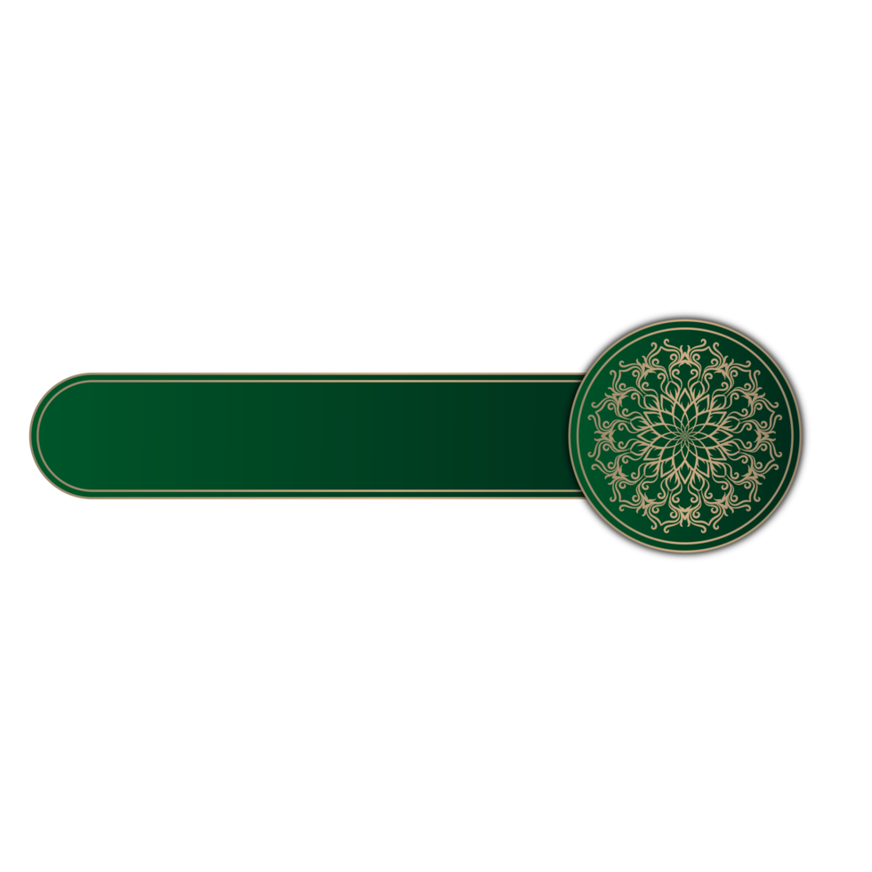 luxury mandala ornament, green and gold, round border png