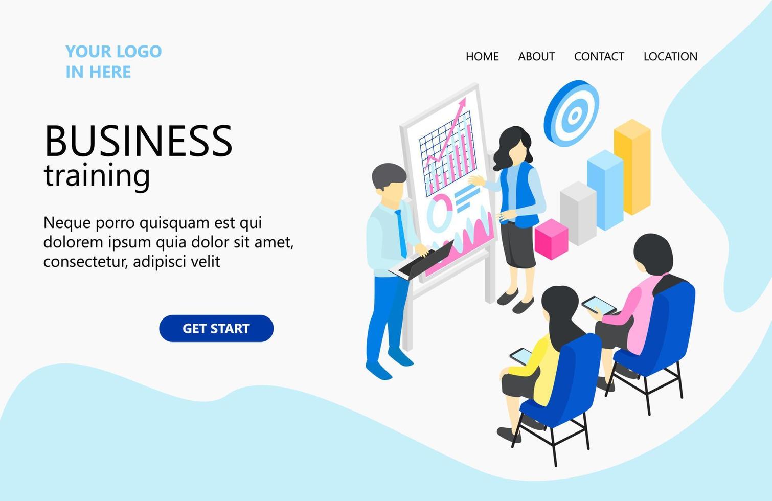 Illustration of business management training and presentation Suitable for landing page, flyers, Infographics, And Other Graphic Related Assets-vector vector