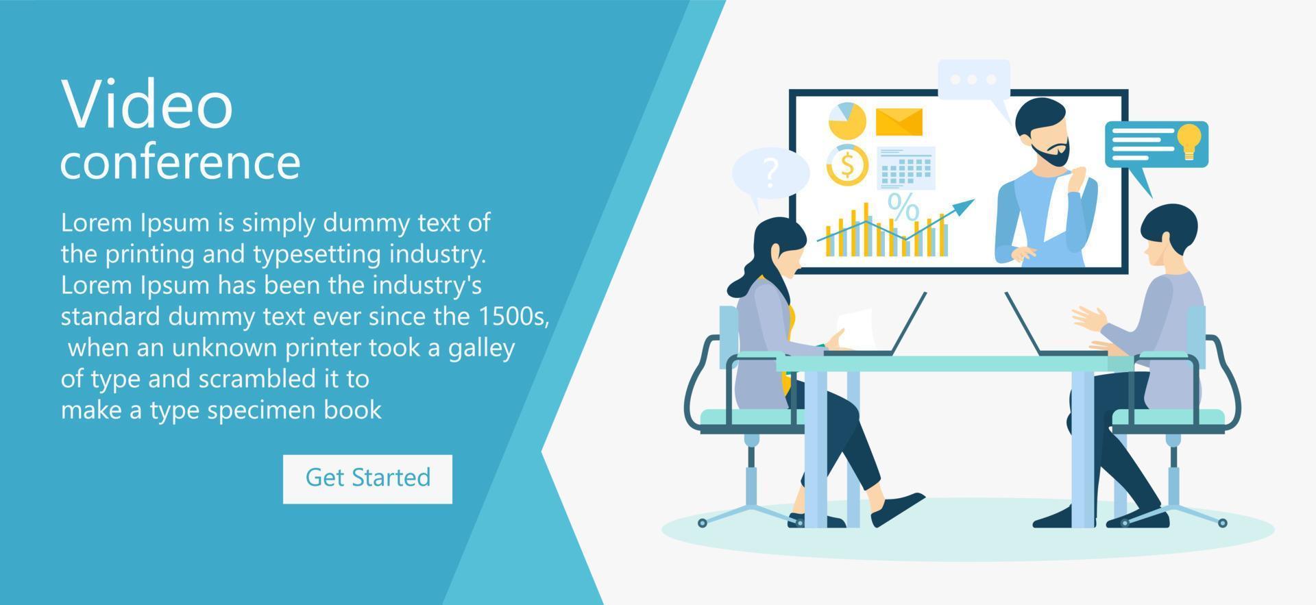 Illustration of a time worker meeting, discussing business growth Suitable for landing page, flyers, Infographics, And Other Graphic Related Assets-vector vector