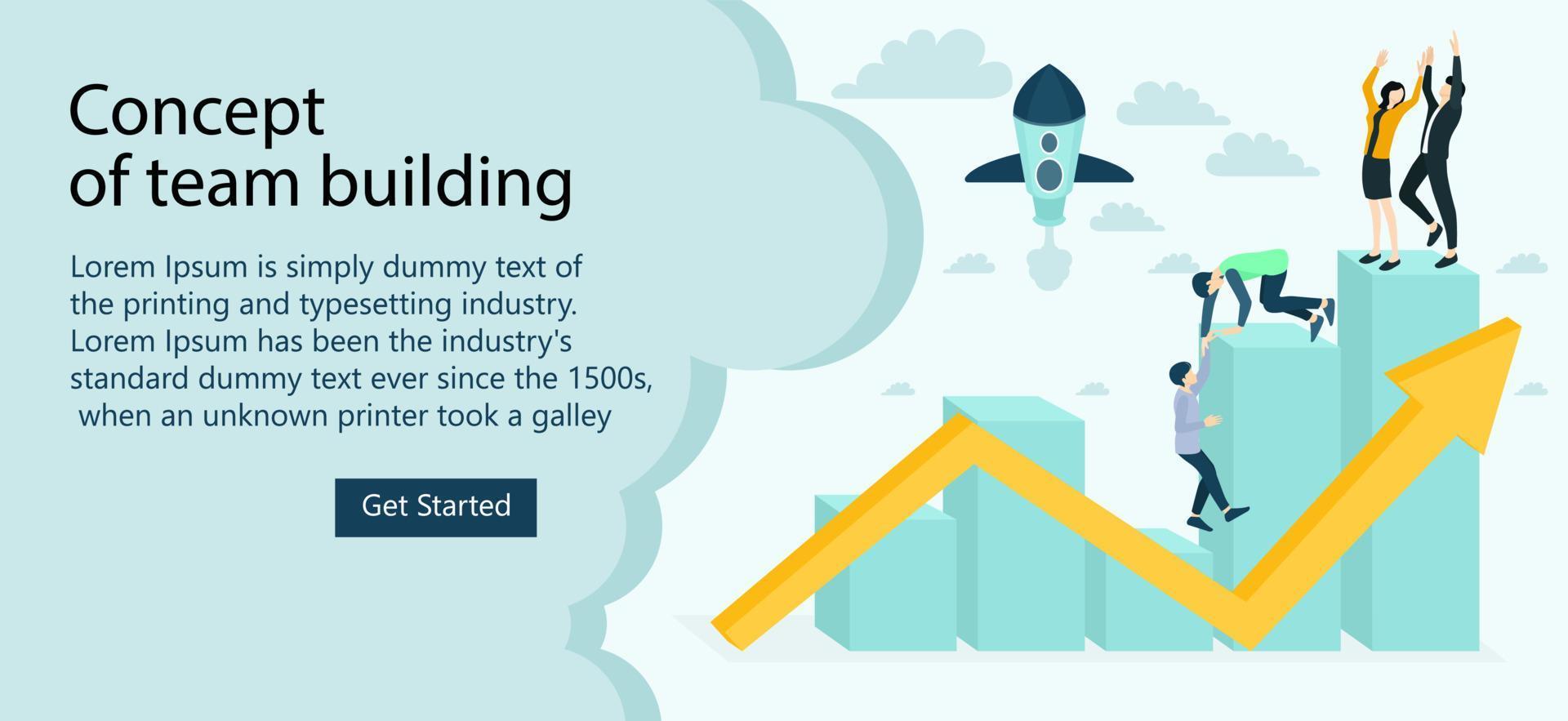 Illustration of a team of workers launching a business growth idea Suitable for landing page, flyers, Infographics, And Other Graphic Related Assets-vector vector