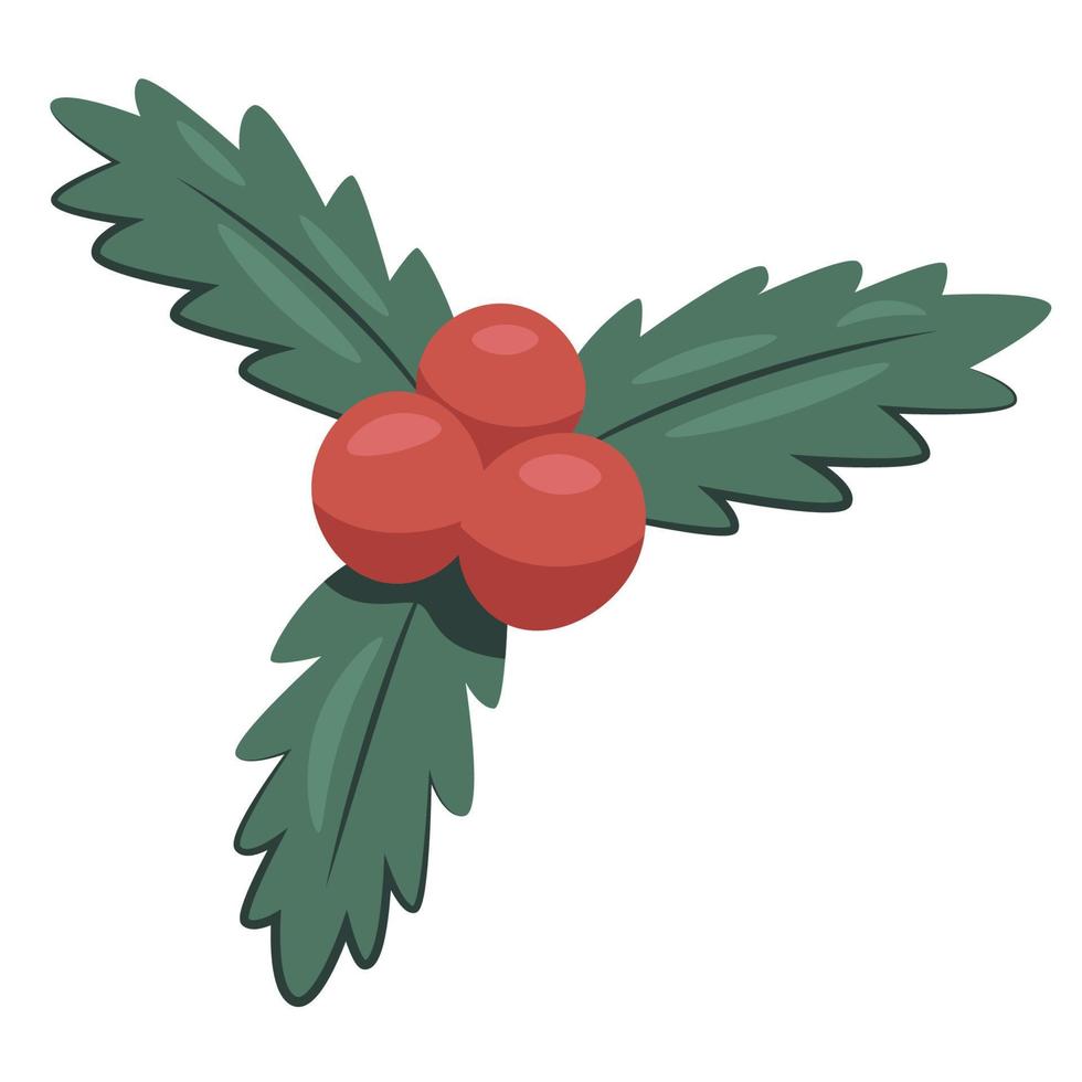 Holly berry leaves Christmas icon. Vector illustration