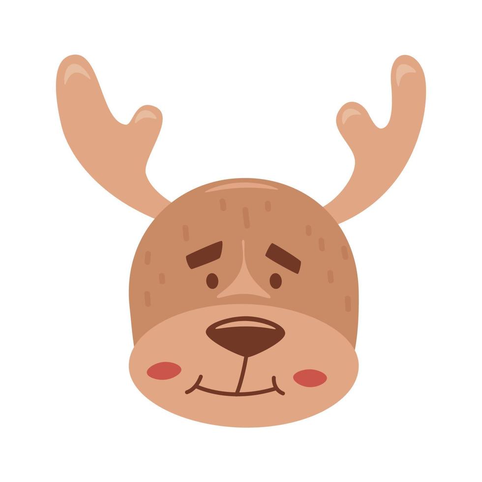 Cute christmas deer simple style with smile vector