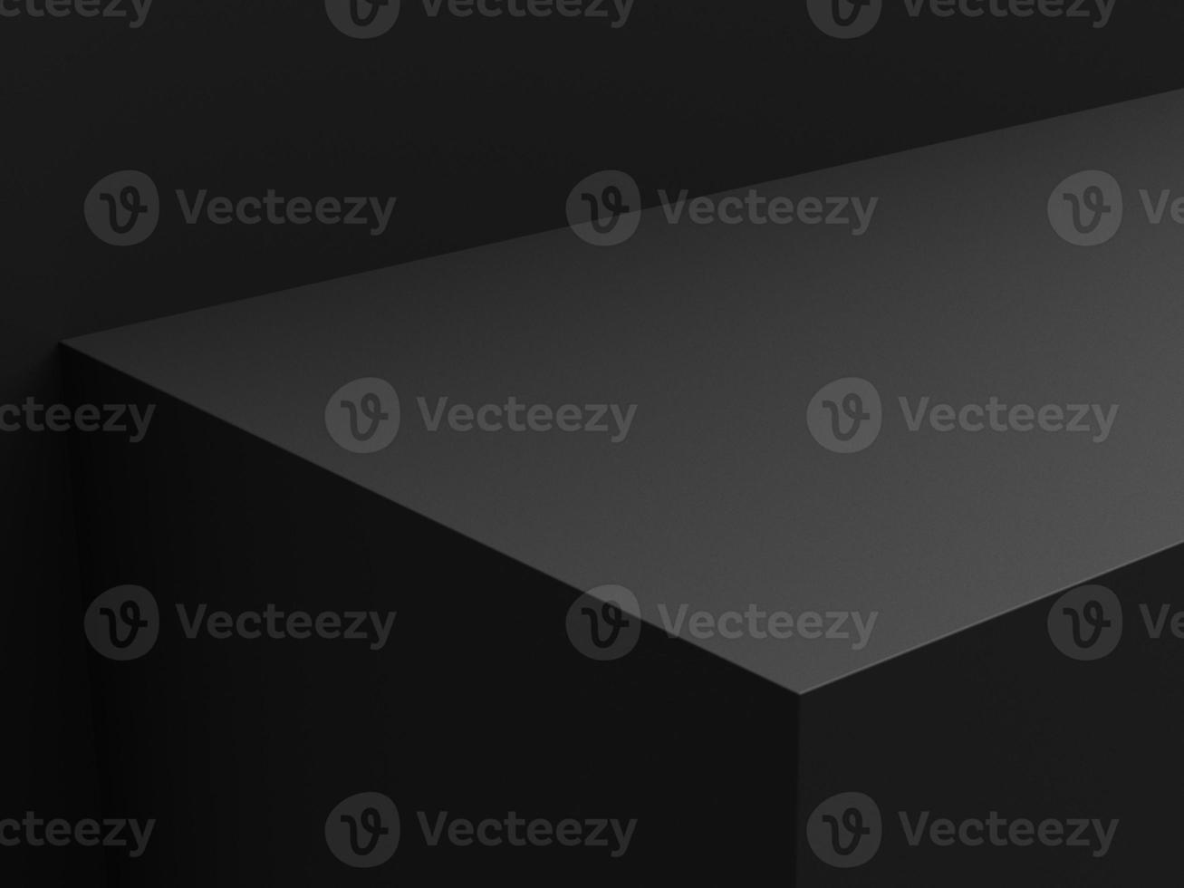 Empty minimal black platform podium or pedestal for product presentation. Empty stand showcase. Blank template for advertise. Abstract black background. 3d rendering. photo