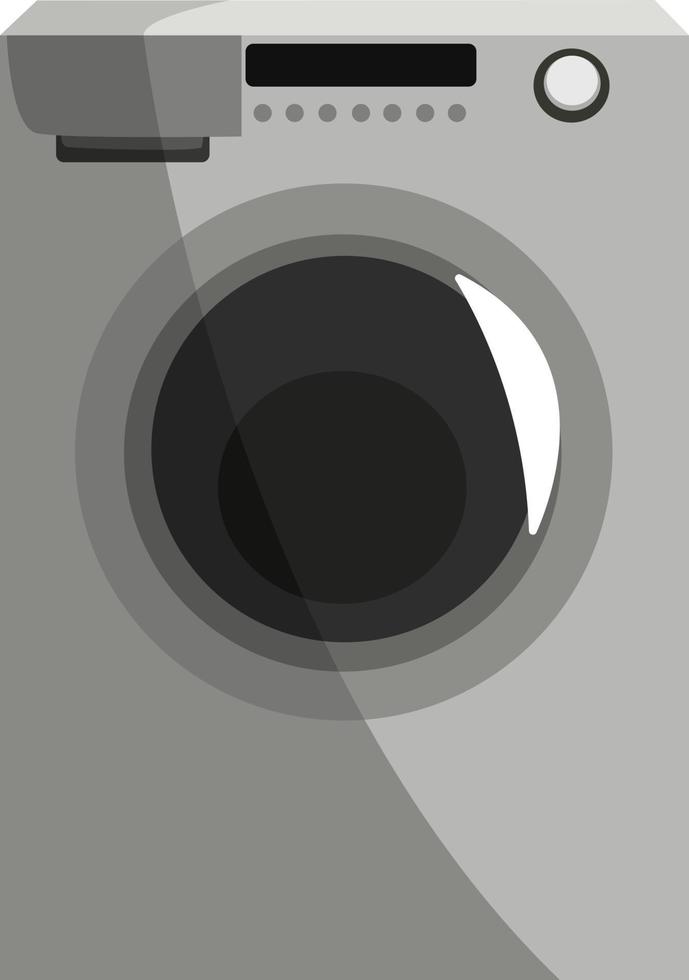 Grey washing machine, illustration, vector on white background.