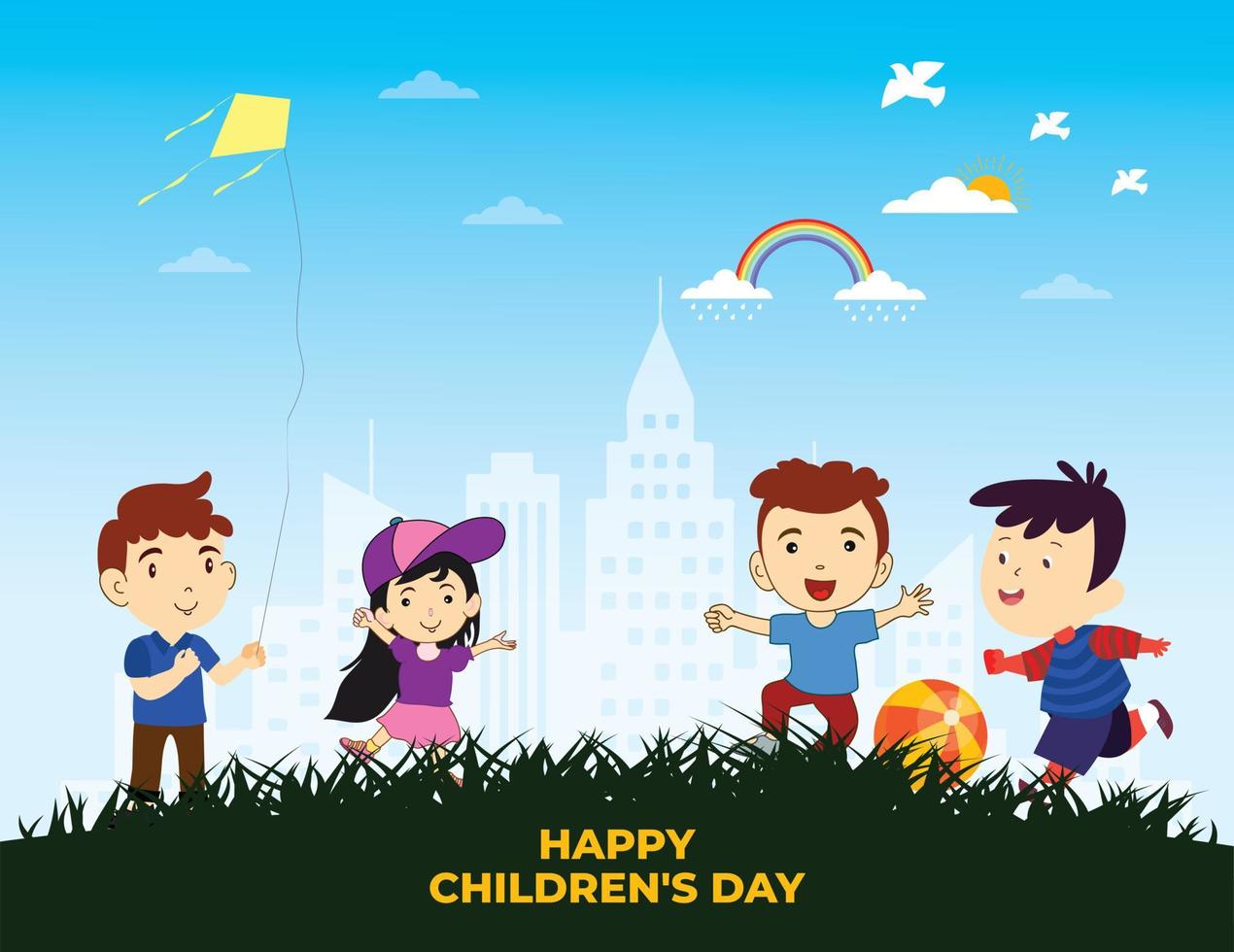 Feliz Día del Niño. 14 de noviembre. concepto universal del día del niño. plantilla para fondo, pancarta, tarjeta, póster. vector