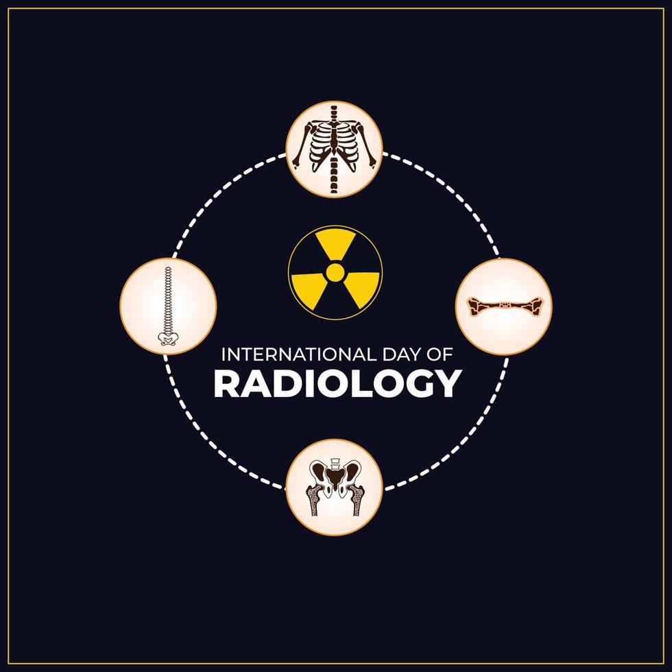 día internacional de la radiología. 8 de noviembre. plantilla para fondo, pancarta, tarjeta, póster. ilustración vectorial vector