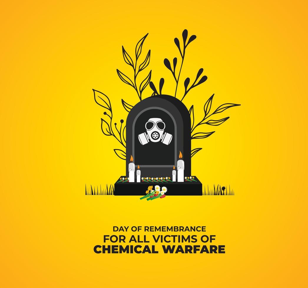 Day of Remembrance for all Victims of Chemical Warfare. Template for background, banner, card, poster. Vector illustration.