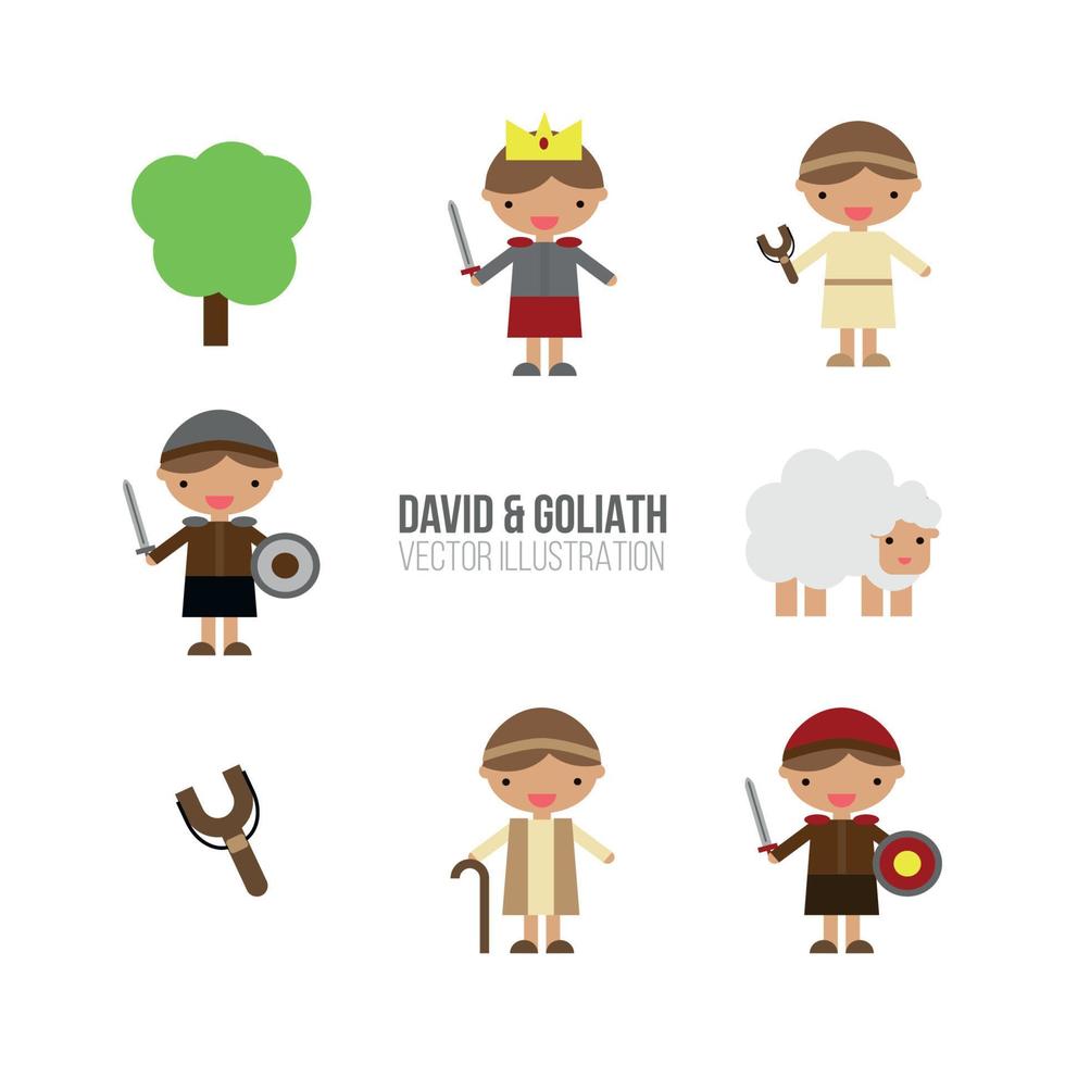 personajes de david y goliat vector