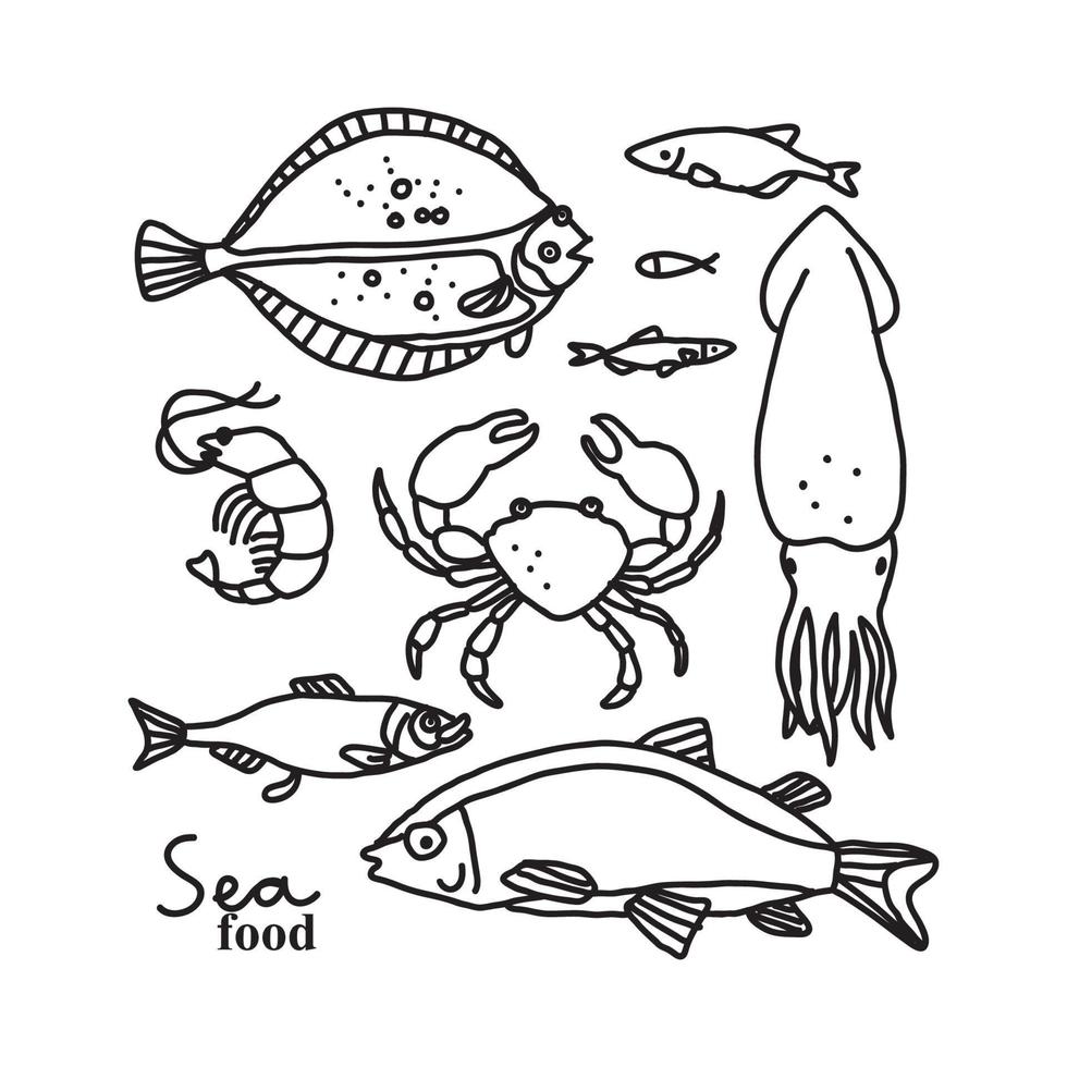 Black and White Sea Animals vector