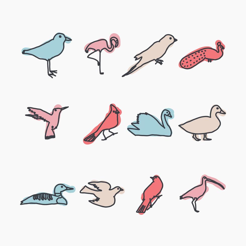 colección de formas de pájaros vector