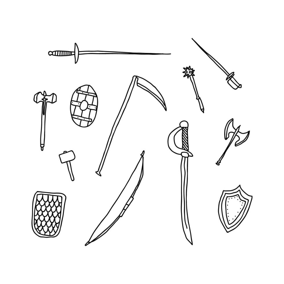 Cavalry Doodled Weapons vector