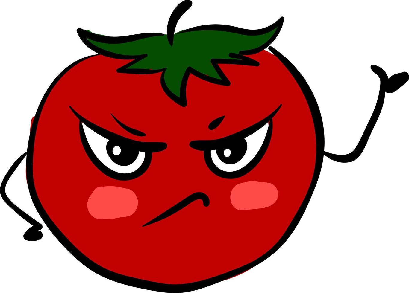 Angry tomato, illustration, vector on white background.