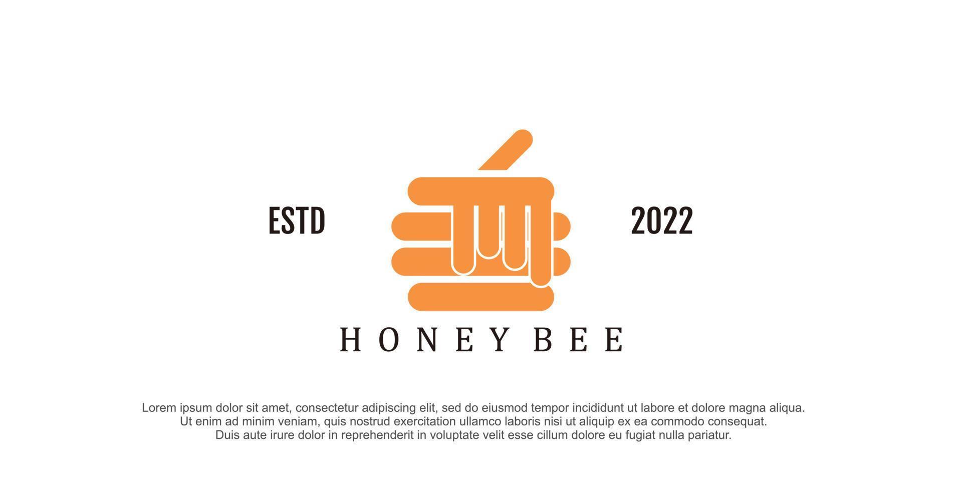 Honey bee spoon logo design icon illustration vector