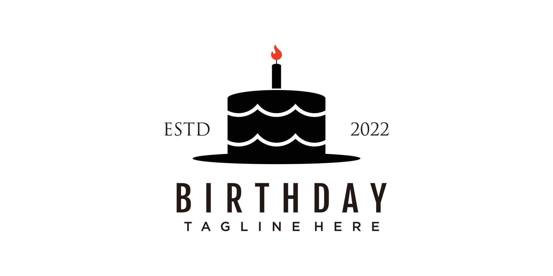 Birthday cake logo design icon template vector