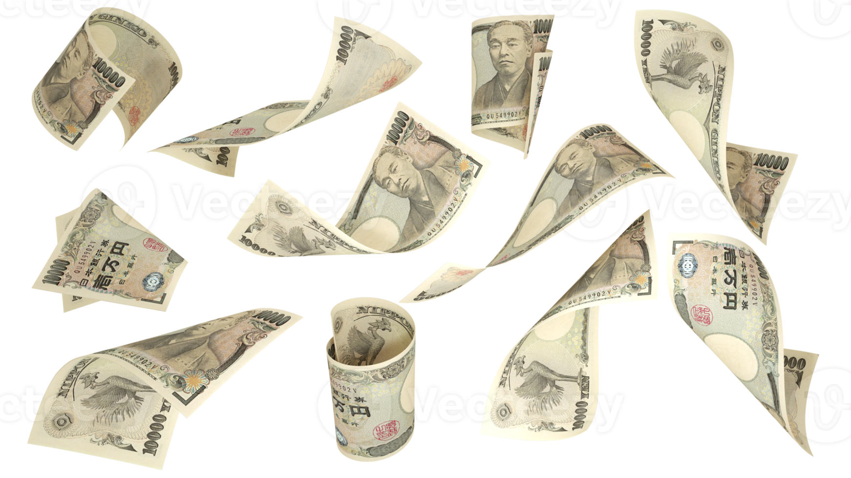 3D Rendering Of 10000 Japanese Yen Notes Flying In Different Angles And 3d-rendering-of-10000-japanese-yen-notes-flying-in-different-angles-and