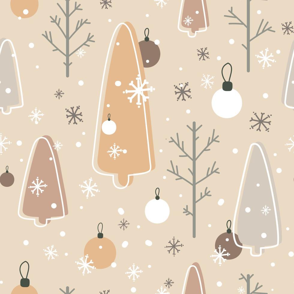 patrón invernal sin costuras con árboles de navidad con ilustración vectorial de maderas de abeto en colores pastel. diseño de superficie para textiles, telas, papel tapiz, envoltura, papel de regalo, papel, álbum de recortes y empaque. vector