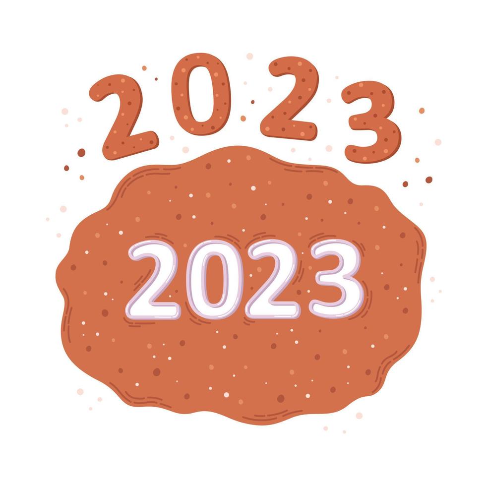 año nuevo 2023 galletas de jengibre. proceso de elaboración de galletas caseras. formas para cortar pan de jengibre. feliz navidad y felices fiestas. vector