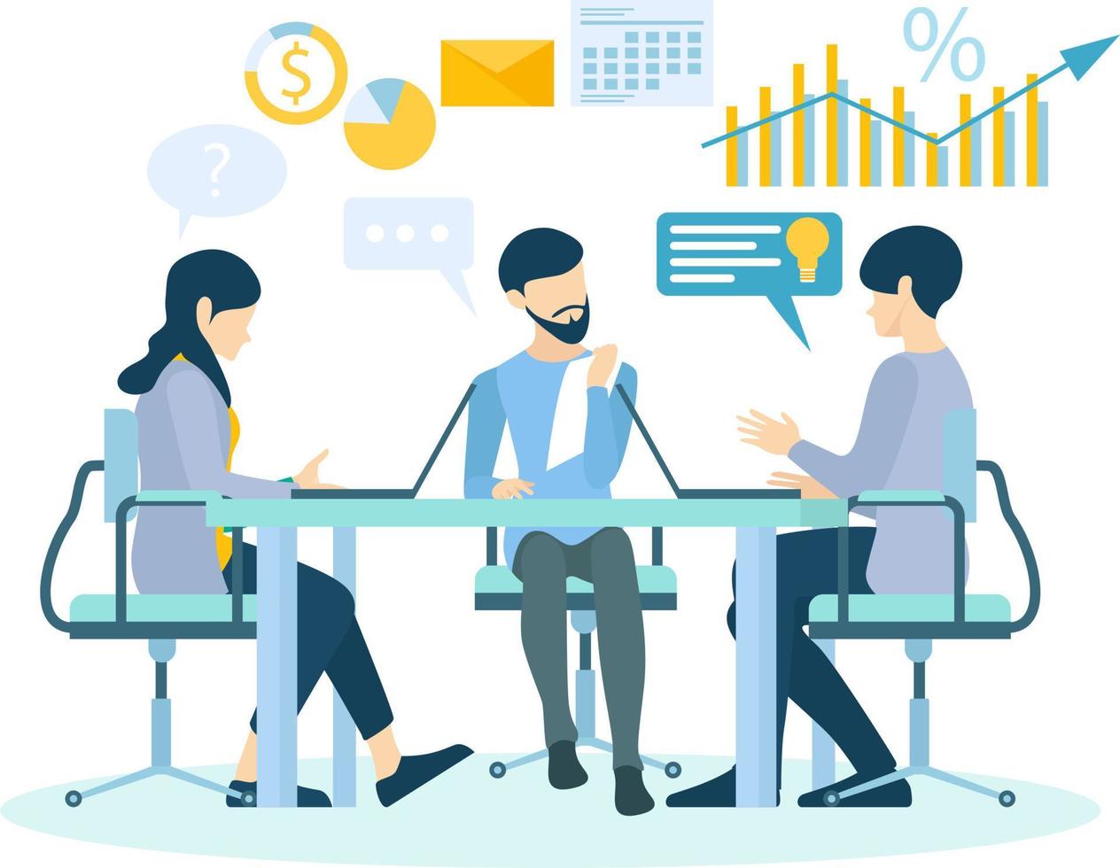 Illustration of a time worker meeting, discussing business growth Suitable for landing page, flyers, Infographics, And Other Graphic Related Assets-vector vector