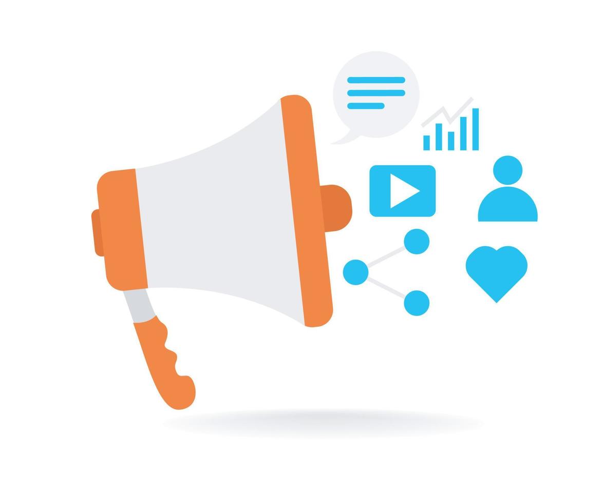 Illustration of digital marketing with big speakers Suitable for landing page, flyers, Infographics, And Other Graphic Related Assets-vector vector