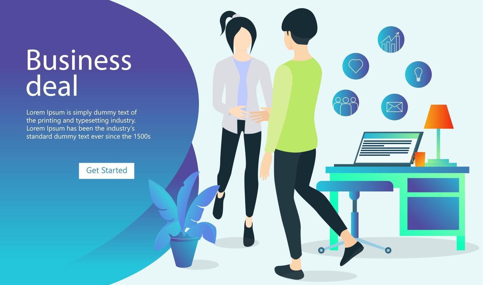 Illustration of a business cooperation agreement sign greeting Suitable for landing page, flyers, Infographics, And Other Graphic Related Assets-vector vector
