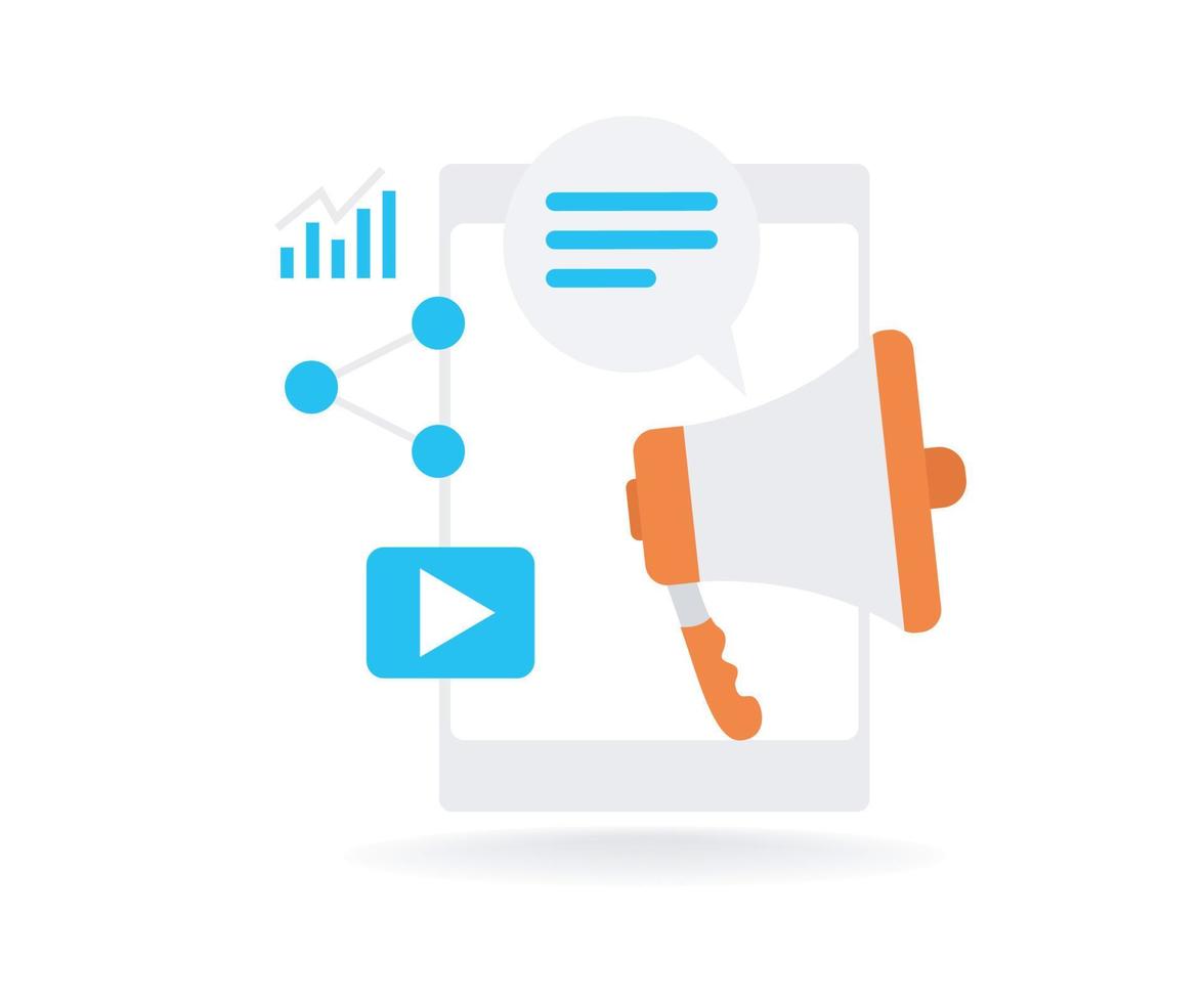 Illustration of digital marketing on the phone Suitable for landing page, flyers, Infographics, And Other Graphic Related Assets-vector vector