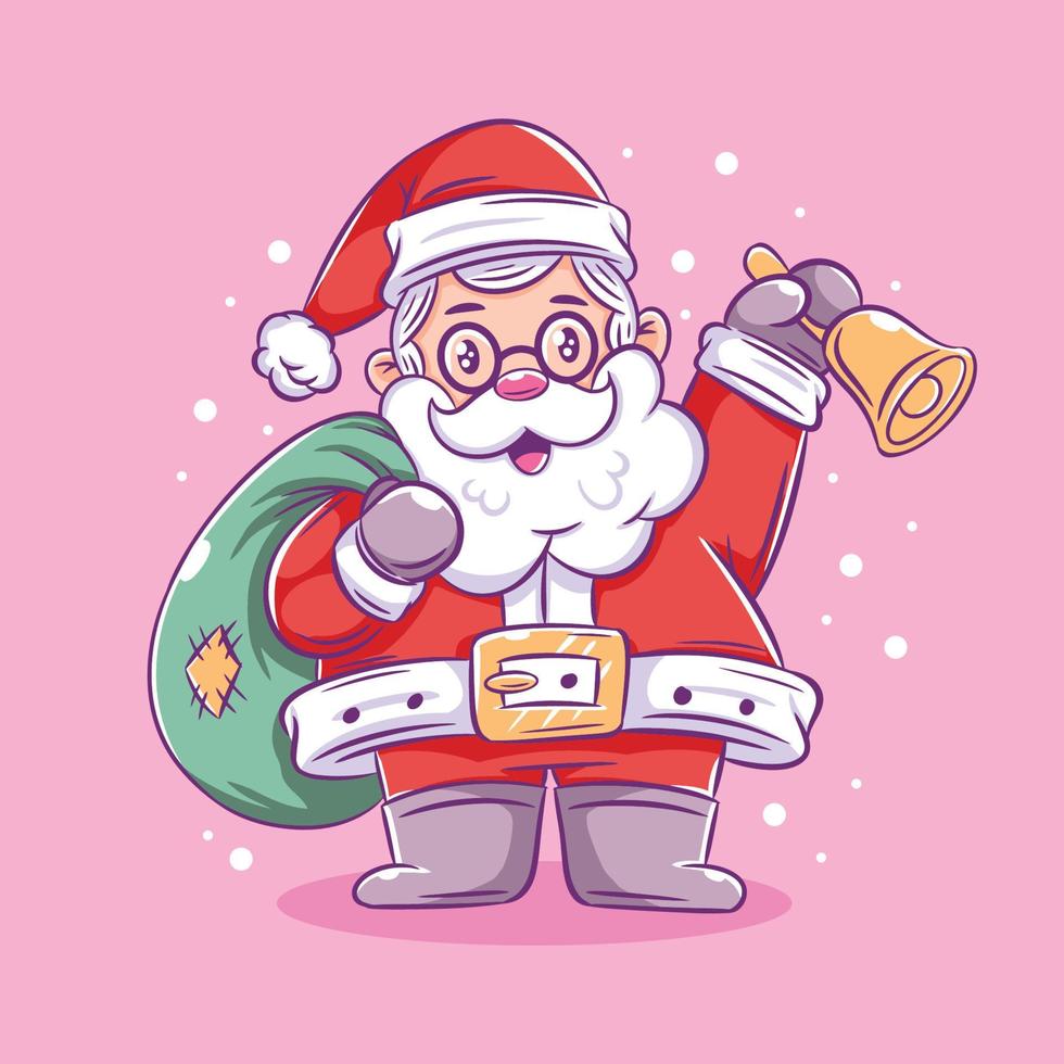 santa quiere compartir regalos mano dibujos animados vector