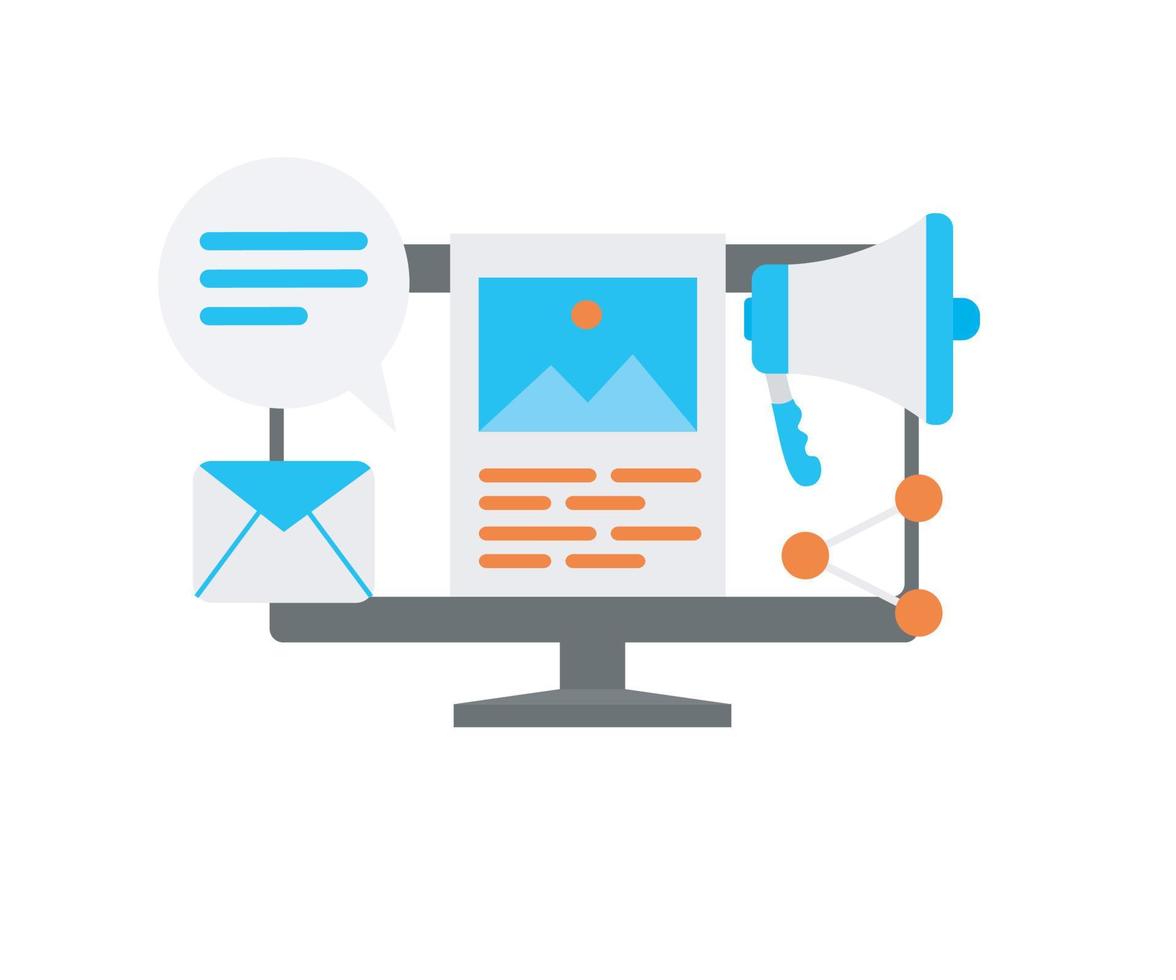 Illustration of digital marketing with pictures as media Suitable for landing page, flyers, Infographics, And Other Graphic Related Assets-vector vector