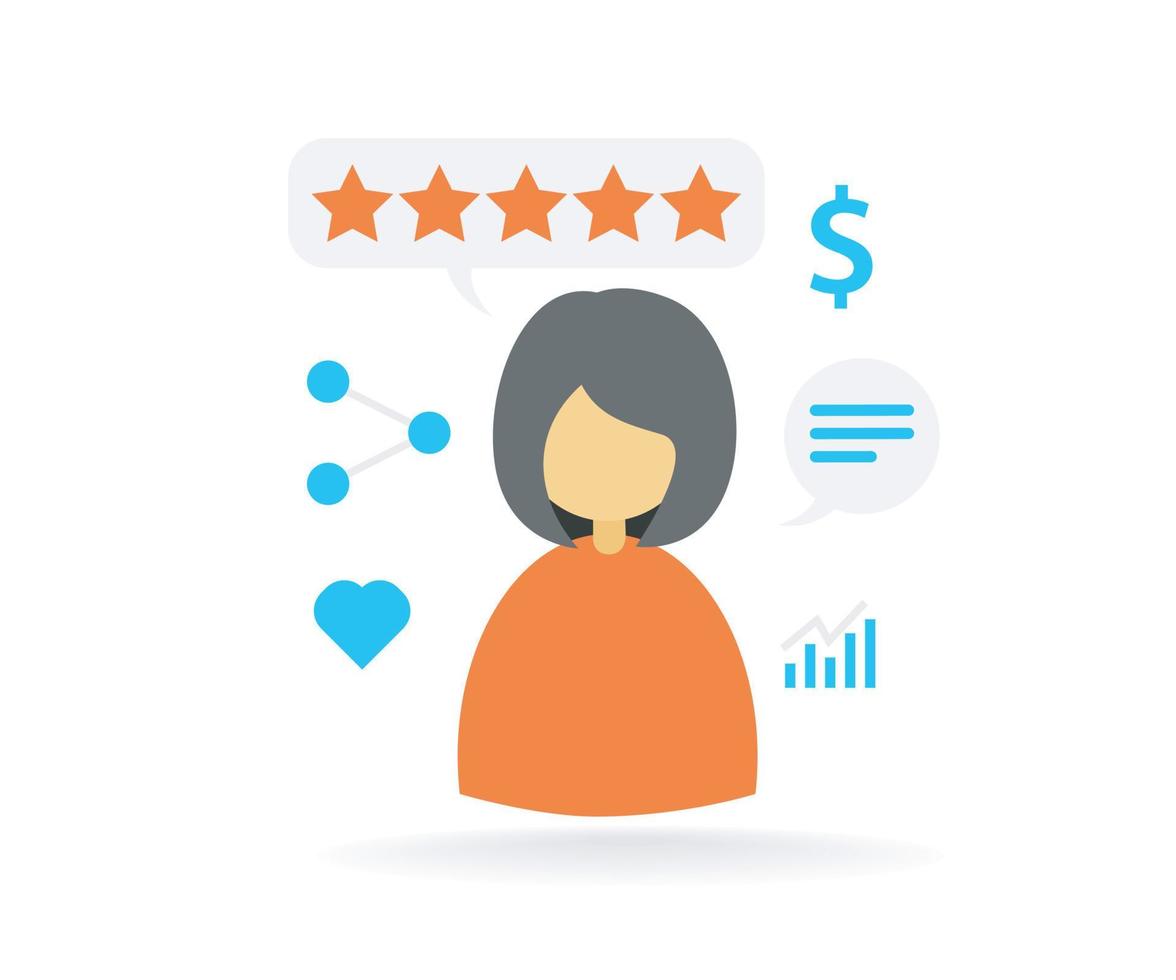 Illustration of a beautifull female profile with a good rating Suitable for landing page, flyers, Infographics, And Other Graphic Related Assets-vector vector