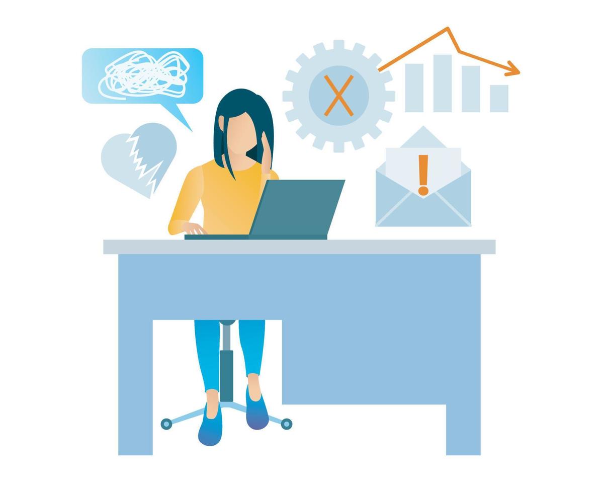 Illustration of sad woman seeing unsuccessful business growth Suitable for landing page, flyers, Infographics, And Other Graphic Related Assets-vector vector