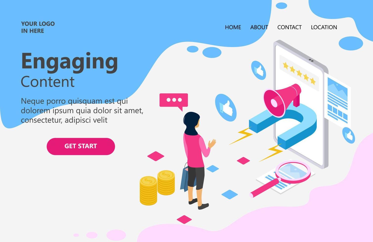 Illustration of online business marketing target Suitable for landing page, flyers, Infographics, And Other Graphic Related Assets-vector vector