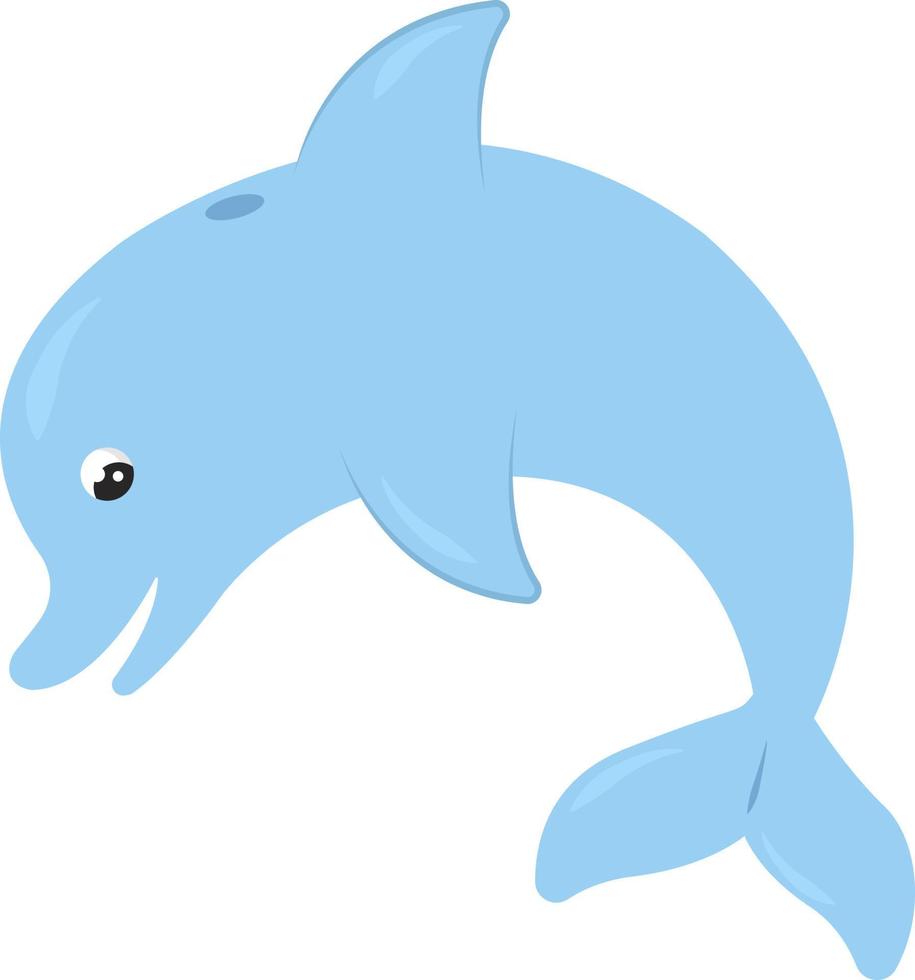 Blue dolphin , illustration, vector on white background