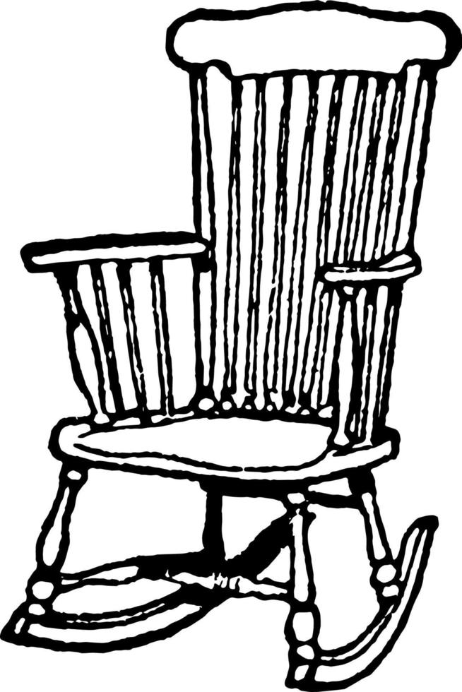 Rocking chair, vintage illustration vector