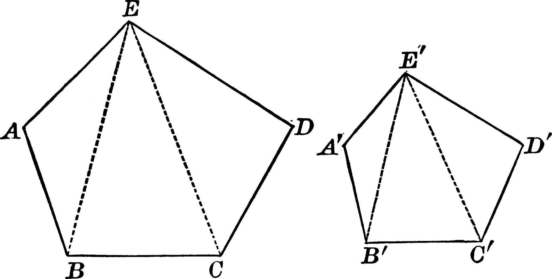 Two Similar Pentagons, vintage illustration. vector