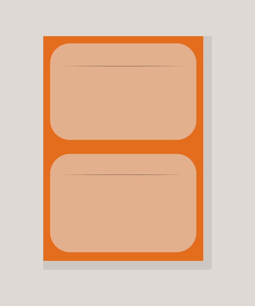 cuaderno de páginas, cuaderno de bocetos naranja. dos secciones de escritura por página. ilustración vectorial vector