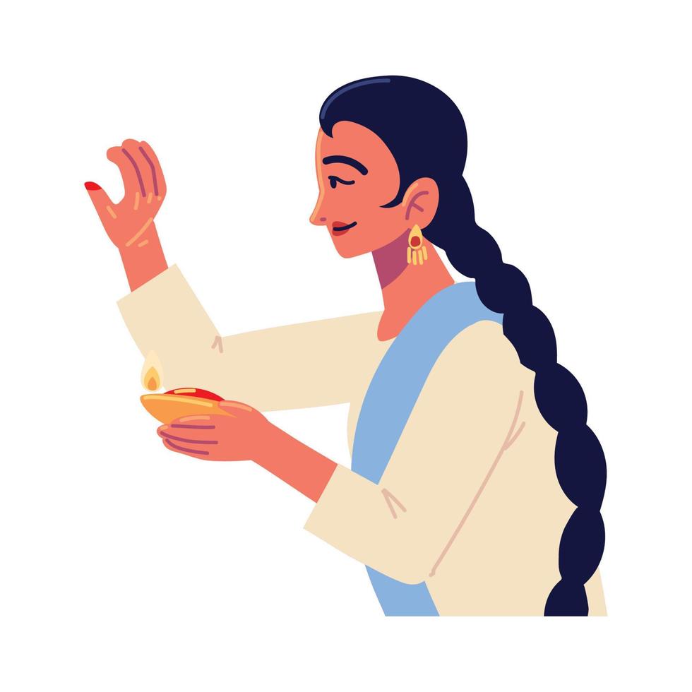 hindu woman view side vector