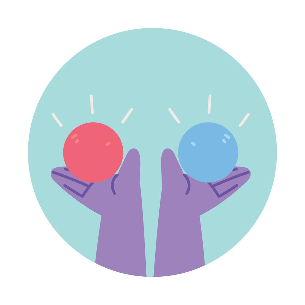 difficult choice, hands with options vector