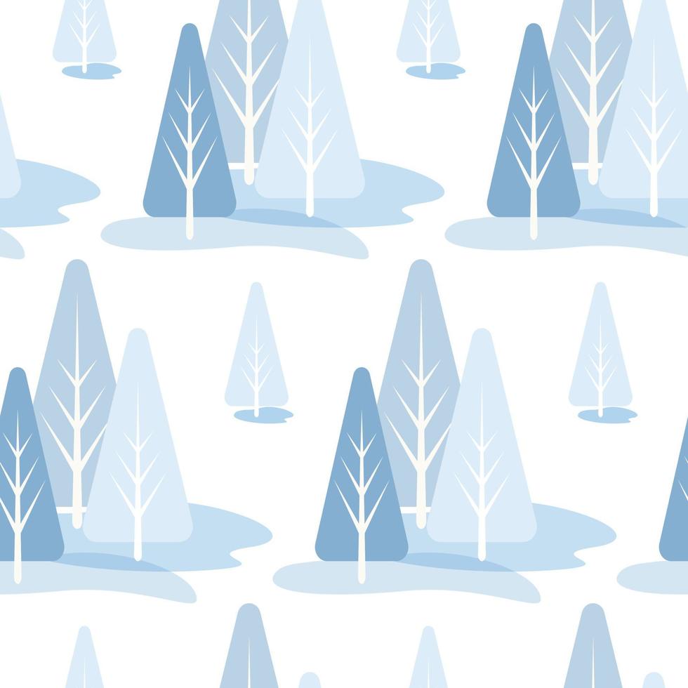 patrón sin costuras de bosque de invierno con árboles simples sobre fondo blanco aislado. diseño geométrico para envolver papel, álbum de recortes, tarjeta de felicitación, celebración de navidad, año nuevo, vacaciones de invierno. vector