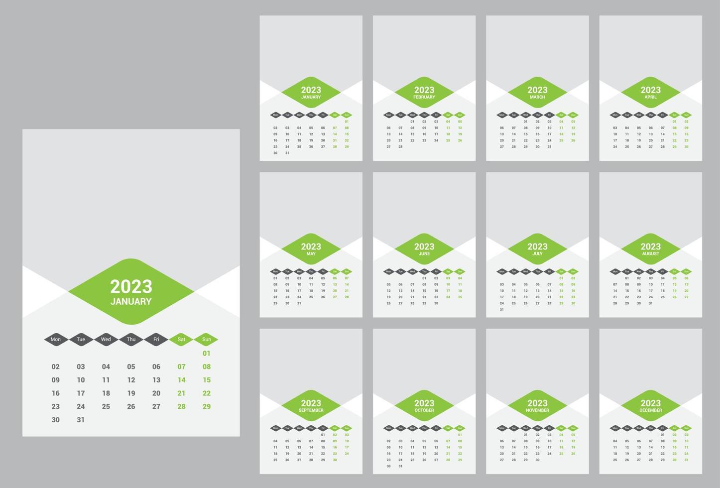 2023 Wall Calendar Template vector