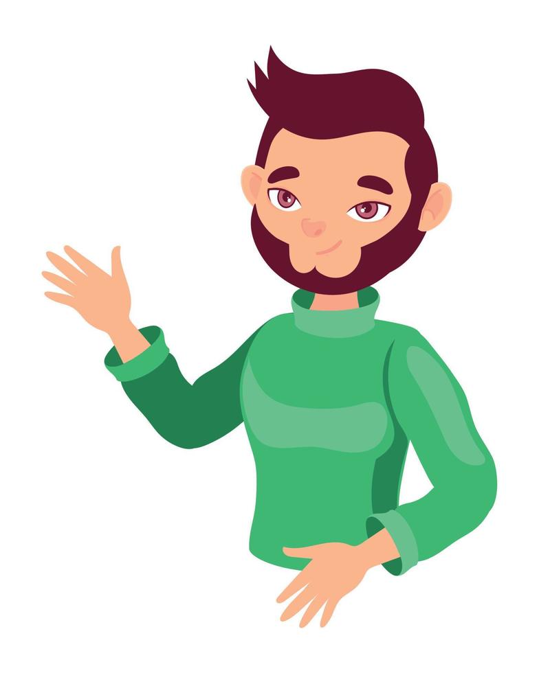 young man waving hand vector