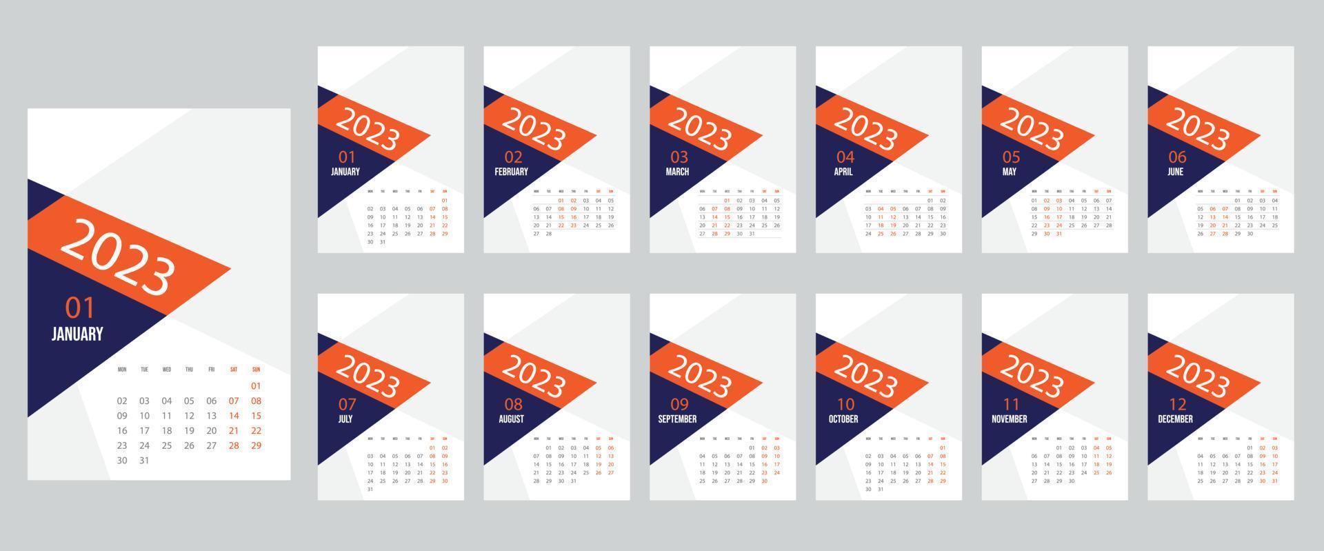 2023 Wall Calendar Template vector