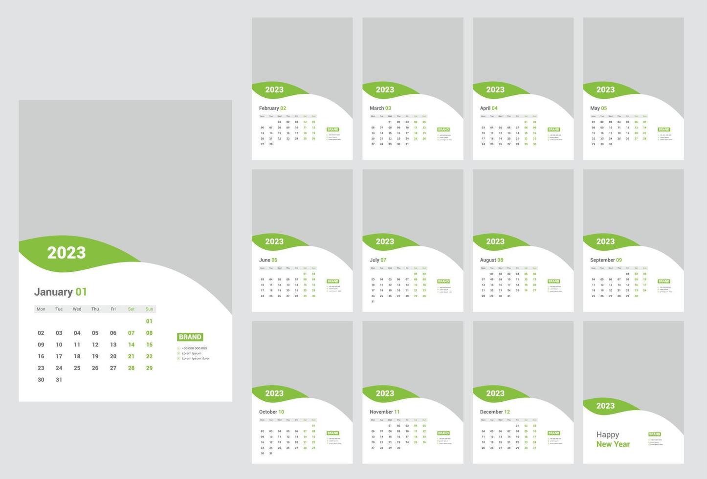 2023 Wall Calendar Template vector