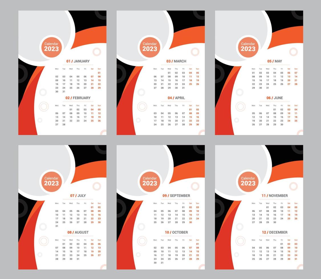 2023 Wall Calendar Template vector