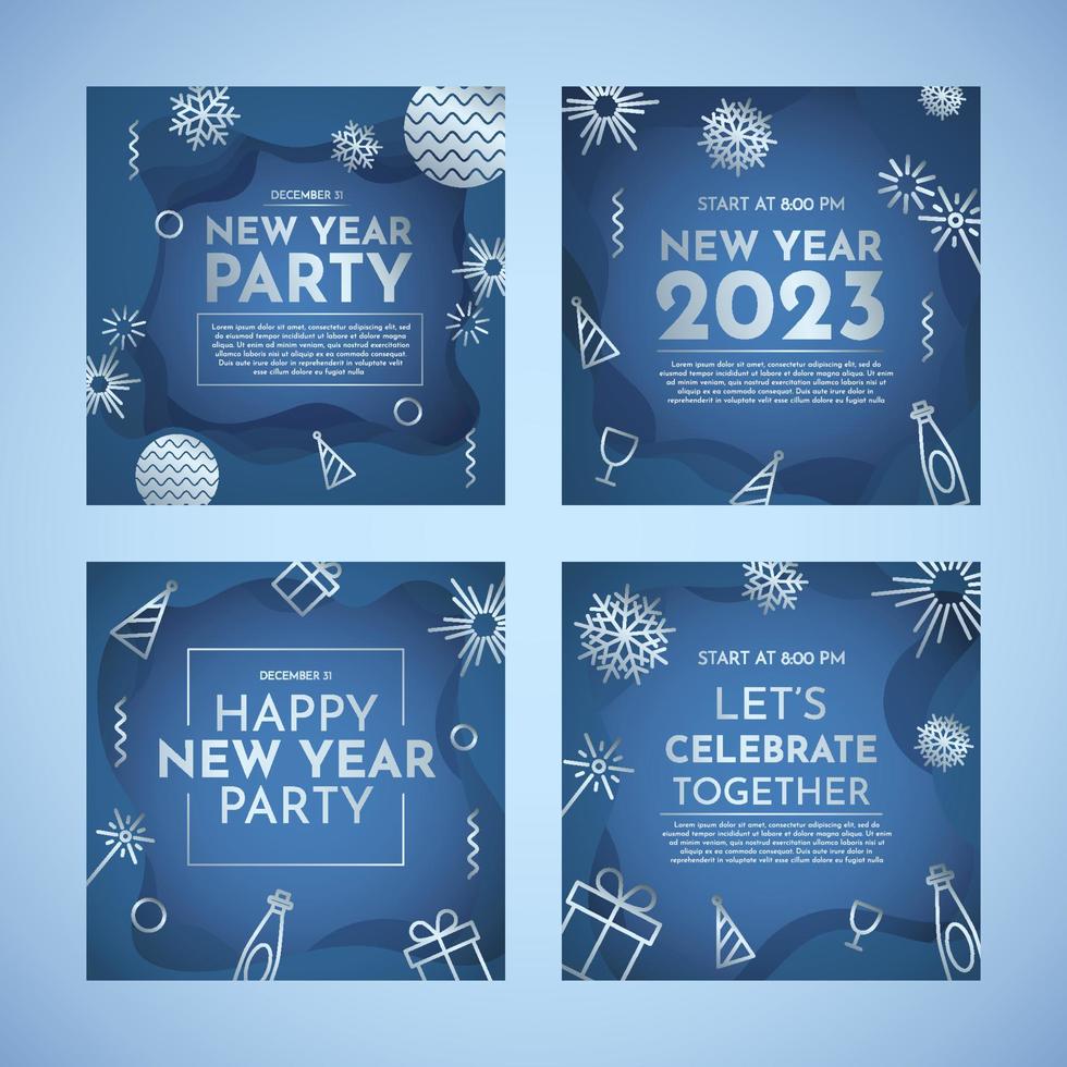 New Year Party Social Media Post Template vector